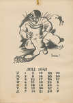 712914 Blad JULI 1945 van de ‘Mosquito-Kalender 1945’, uitgegeven door de illegale uitgeverij ‘Het Stichtse Pepertje’ ...